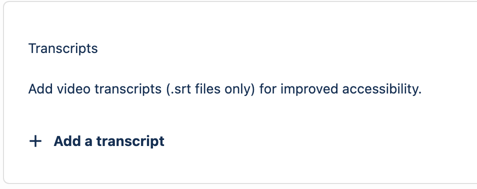 The video editor with the Add a Transcript section highlighted.